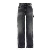 Slitt Bomull Denim Straight Leg Jeans