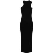 Svart Maxi Kjole Asymmetrisk Scoop Stil