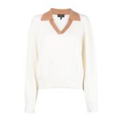 Beige Cashmere Polo Sweater