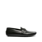 Sorte skinnsko loafers, fritidssko