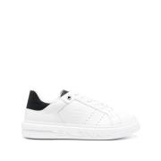 Hvite Skinn Avslappet Lave Top Sneakers