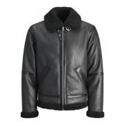 Aviator Skinnjakke med Teddy Fleece