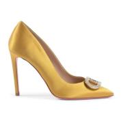 Gul Satin Krystall Logo Pumps