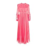 Elegant Rosa Maxi Kjole med Blonder