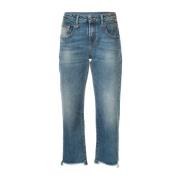 Blå Straight Jeans med Rips