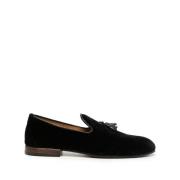 Svarte Velvet Tassel Slip-On Sko