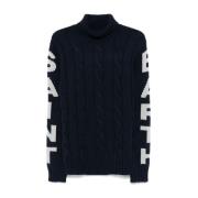 Navy Blue Kabelstrikk Genser