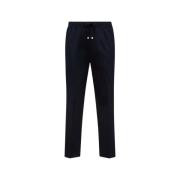 Navy Cotton Crêpe Jogging Trousers