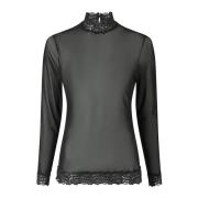 Elegant Mesh Blondebluse Svart