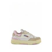 Hvite Sneakers med Beige og Rosa Accents