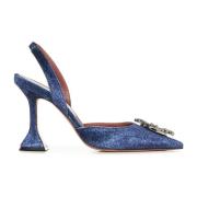 Blå Slingback Krystall Pumps