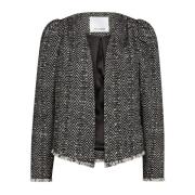 Svart Boucle Jakke Blazer Stilig