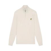 Beige Quarter Zip Strikket Genser