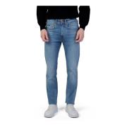 Blå slitt effekt herre jeans