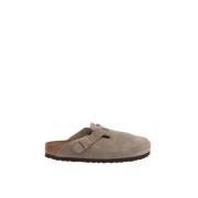 Beige Semsket Mule Sandaler