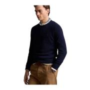 Blå Polo Ralph Lauren Speckled Wool-Blend Crewneck Sweater Genser