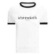 Hvit Crew Neck T-skjorte med Front Print