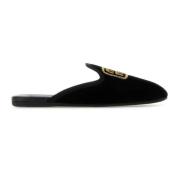 Sorte Slip-On Broderte Muldyr