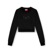 Sort Crew Neck Genser med Cut-Out Detaljer