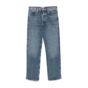 Indigo Blå Denim Jeans Rett Ben