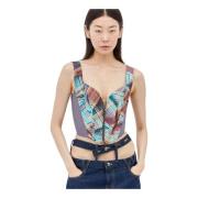 Mesh Panel Corset Top