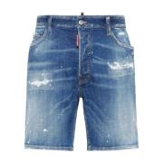 Blå Distressed Denim Shorts