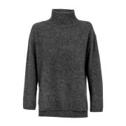 Høyhalset Pullover med Sidesplitt