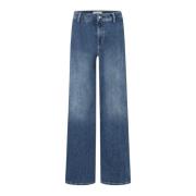 Sporty Denim Blue Jeans med Side Striper