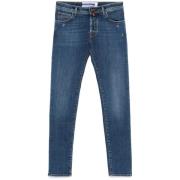 Blå Distressed Denim Slim Fit Jeans