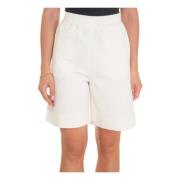 Elastisk midje Bermuda shorts med side stripe