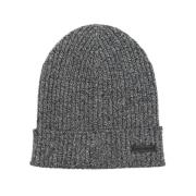 Sort Ribbestrikket Beanie Lue