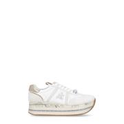 Hvit/Gull Python Innsats Sneakers