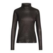 Metallic Rollneck Bluse Svart