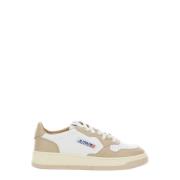 Beige Perforerte Sneakers med Lisser og Gummisåle