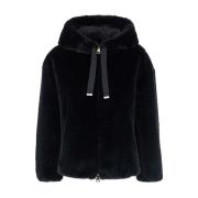 Svart Bomber Faux Fur Kåpe