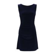 Navy Blue Bodycon Kjole Rynkede Detaljer