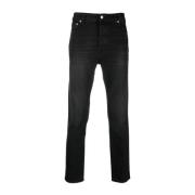 Slim-Cut Svarte Jeans med Logo Patch