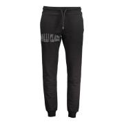 Sporty Herre Svart Sweatpants med Broderi