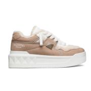 Beige Semsket Logo Print Sneakers