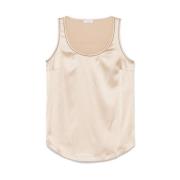 Beige Ermeløs Topp med Scoop Neck