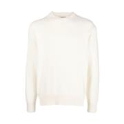 Hvit Crew-Neck Strikket Genser