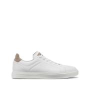 Hvit Beige Skinn Panel Sneakers