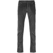 Mørk Grå Corduroy Straight Leg Jeans