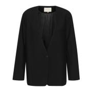 Klassisk Boxy Blazer Svart Dyp