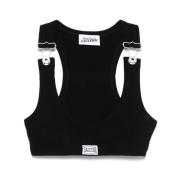 Svart scoop neck racerback topp