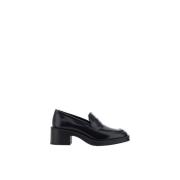 Blankt skinn Chunky Heel Loafers