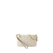 Quiltet Skinn Crossbody Veske Beige