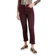 Bordeaux Bomull Mom Jeans Kvinne