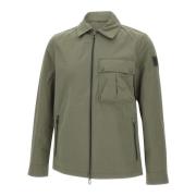 Grønn Overshirt Bomullsblanding Gabardine Stoff