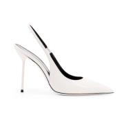 Patent skinn slingback stiletthæl